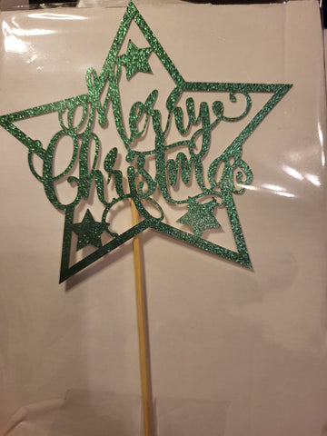 Merry Christmas Star Cake Topper